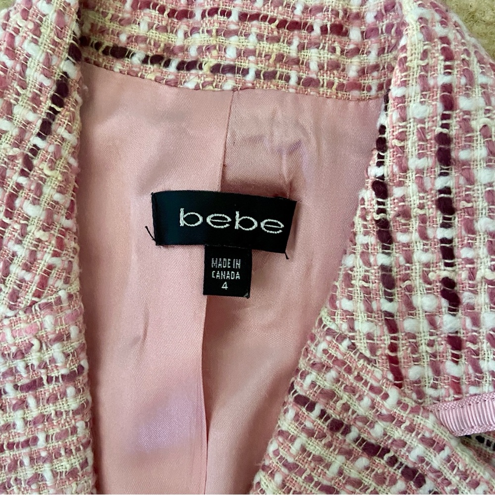 Bebe Pink and White Tweed Jacket and Skirt - Picture 2 of 2